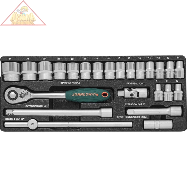 Набор головок торцевых 1/2"DR, 8-34 мм, 24 предмета Jonnesway S04H4724S