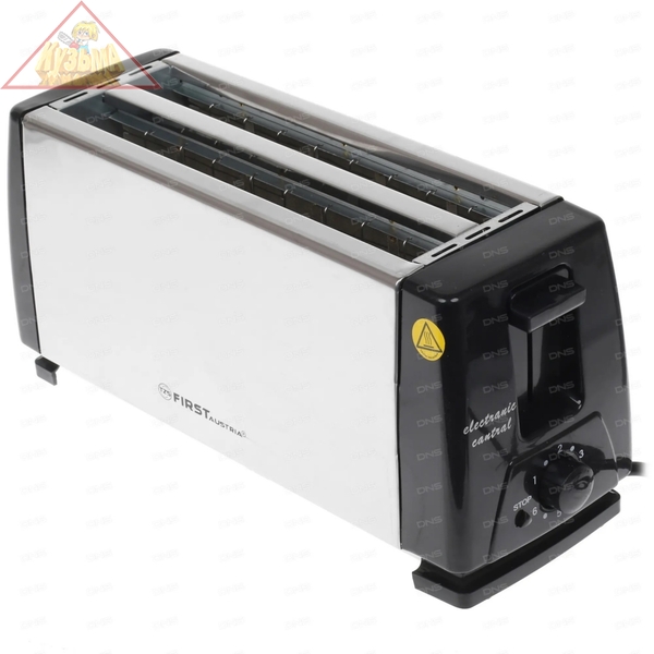 Тостер FIRST FA-5367-CH, 1300 Вт, Количество тостов: 4.Корпус из нержавеющей стали.