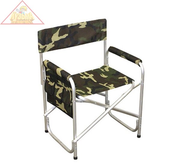 Кресло складное "СЛЕДОПЫТ" 595х450х800 мм, с карманом на подлокотнике, алюминий PF-FOR-AKS02