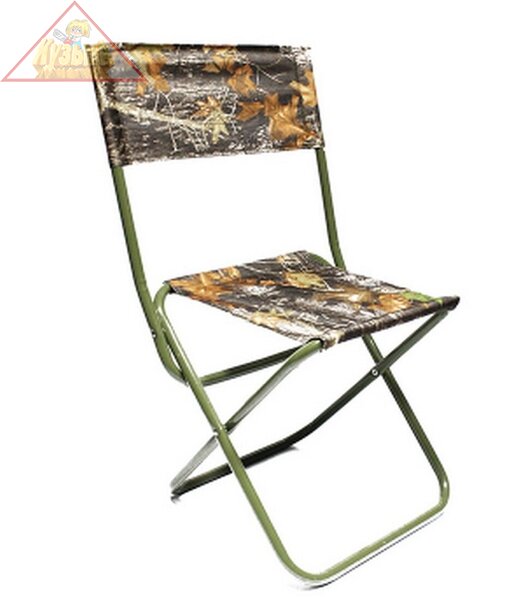 Стул туристический "СЛЕДОПЫТ" складной со спинкой, средний 350х470х810 мм, труба сталь 20х1 мм (лес темный) PF-FOR-S12