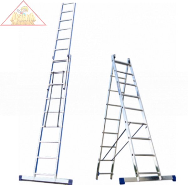 Лестница-стремянка Кратон 2-х секционная 224/364 см, 7,2 кг 2х8 ст.  2 14 04 010