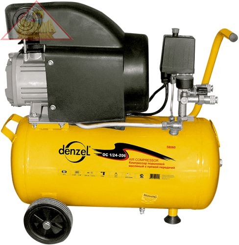 Компрессор воздушный Denzel PC 1/50-205, 1,5 кВт, 206 л/мин, 50 л, 8 бар, прямой привод, масляный (арт. 58066)