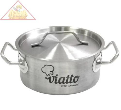 Кастрюля из нержавеющей стали VIATTO 101612 с тройным дном 140x85 мм объем 1,3 л