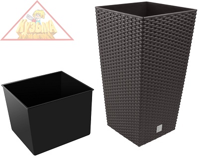 Кашпо для цветов 35 л, венге, 2 предмета Prosperplast Rato Square DRTS300-440U