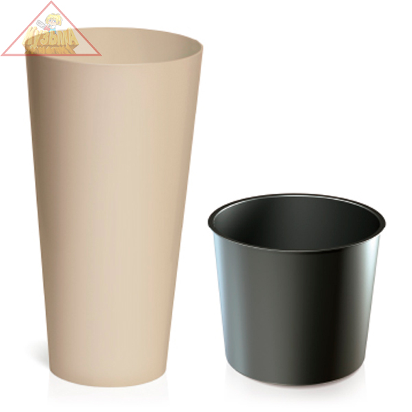 Кашпо для цветов Prosperplast TUBUS SLIM мокко 2 предмета 15 и 27л DTUS300-7529U