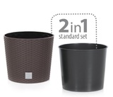 Кашпо для цветов Prosperplast RATO ROUND венге, 2 предмета, 35 л и 37.65 л DRTUS400L-440U