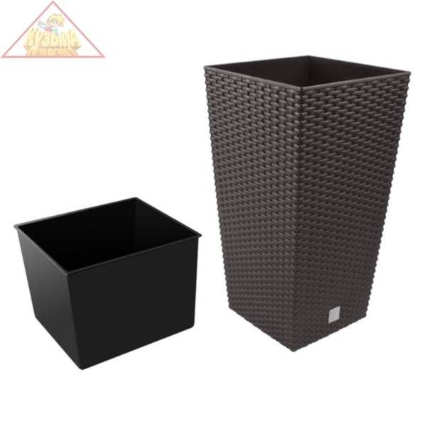 Кашпо для цветов Prosperplast RATO SQUARE венге 2 предмета 37 и 91.5л DRTS400-440U 