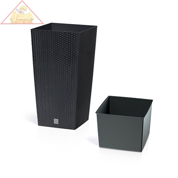 Кашпо для цветов Prosperplast RATO SQUARE антрацит 2 предмета 37 и 91,5л DRTS400-S433