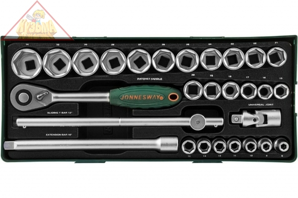 S04H4728SP Набор головок торцевых 1/2"DR в ложементе, 8-34 мм, 28 предметов Jonnesway