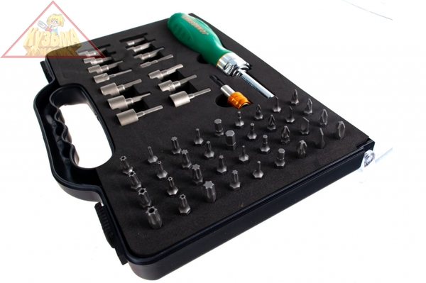 Рукоятка отверточная трещоточная в наборе с битами и насадками, 52 предмета Jonnesway арт. DR0152S