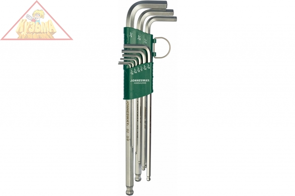 H06S209S Набор ключей торцевых шестигранных удлиненных дюймовых с шаром, 9 предметов Jonnesway 