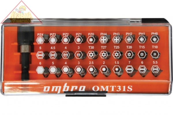 Набор бит с адаптером 31 предмет Ombra OMT31S