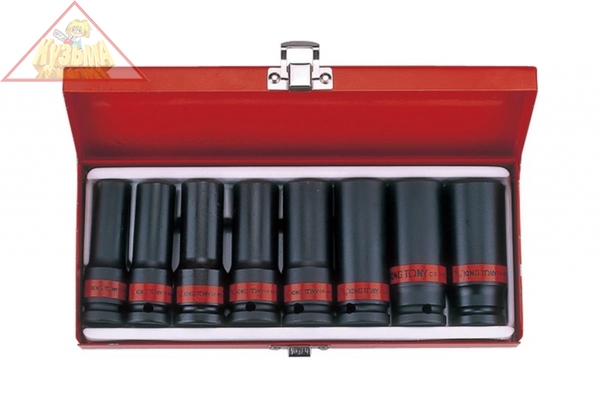 Набор ударных глубоких торцевых головок 1/2", шестигранные, 1/2"-15/16", 8 предметов KING TONY 4410SP