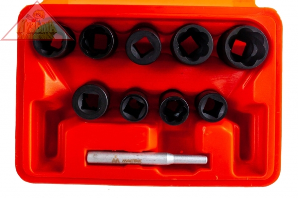 Набор торцевых головок для поврежденных гаек и болтов 10-19мм, кейс, 10шт МАСТАК 109-30010C