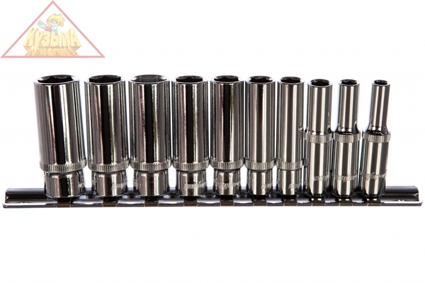 914110 Набор головок торцевых глубоких 1/4"DR на держателе, 5-14 мм, 10 предметов Ombra