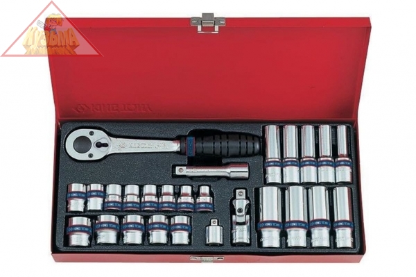 Набор торцевых головок с принадлежностями 3/8", двенадцатигранные, 7-19 мм, 26 предметов KING TONY 3027MR