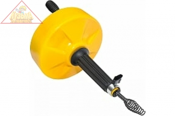 Вертушка для удаления засоров в трубах (до Ф 76 мм, длиной до 7.6 метров, пластиковый барабан, с подключением для шуруповерта) КРОКОЧИСТ 51722-9-8