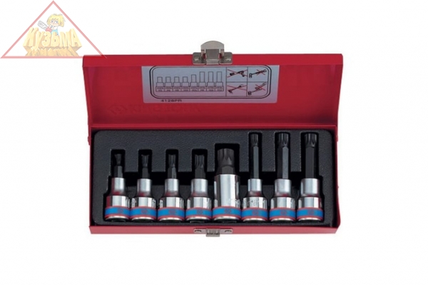 Набор торцевых насадок 1/2", SPLINE, M5-M16, L = 80 мм, 8 предметов KING TONY 4128PR