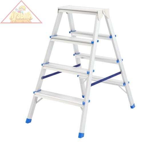 Стремянка двусторонняя 4ст., алюминиевая, Россия// Сибртех 97924