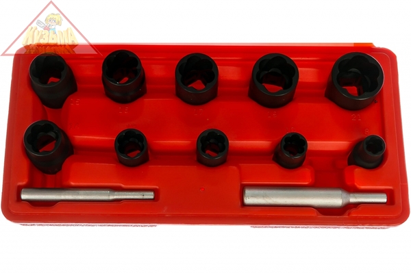 Набор торцевых головок для поврежденных гаек и болтов 8-21мм, кейс, 12шт МАСТАК 109-30012C