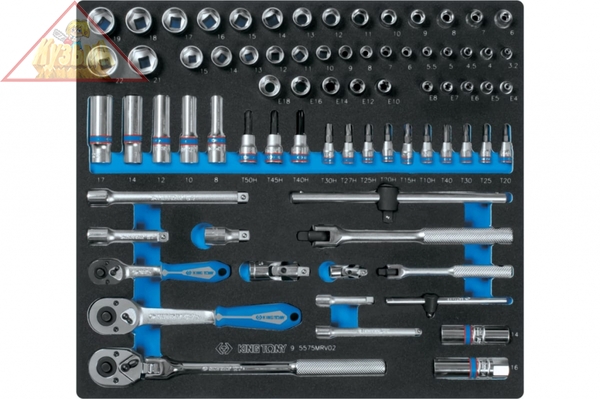 Набор торцевых головок 1/4"&3/8" с принадлежностями, ложемент, 75 предметов KING TONY 9-5575MRV02