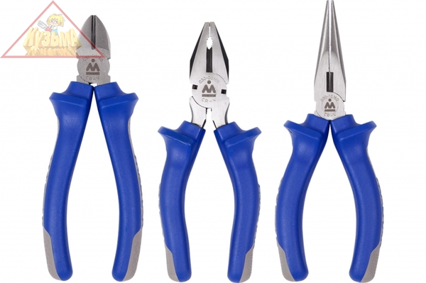 Набор пассатижей, плоскогубцев и бокорезов 3шт МАСТАК 03-3HB