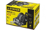 Лебедка ручная барабанная STAYER "MASTER", тяговая, тросовая, 0,7т, 8м арт.43112-0.7