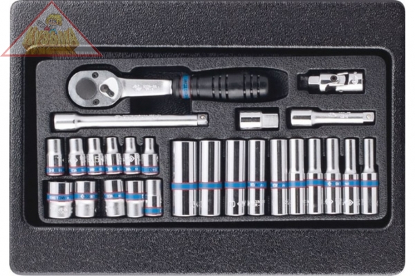 Набор торцевых головок 1/4" с принадлежностями, ложемент, 26 предметов KING TONY 9-2526MR