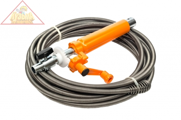 Комплект для устранения засоров (спираль с универсальной насадкой для труб диаметром до 100 мм, длиной до 7,5 метров, устройство для подключения к шуруповерту с регулируемой длиной подачи спирали) КРОКОЧИСТ 51413-9-75