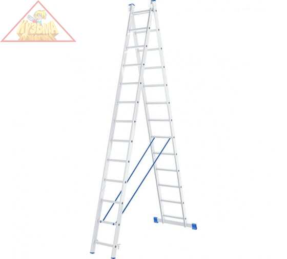 Лестница, 2 х 13 ступеней, алюминиевая, двухсекционная, Россия// Сибртех 97913