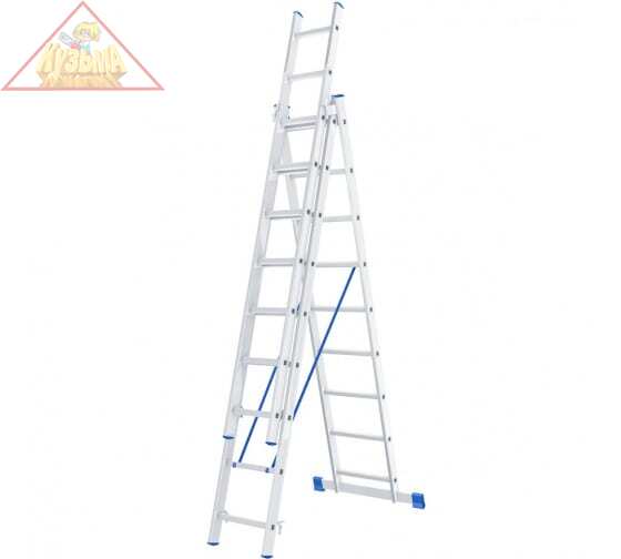 Лестница, 3 х 9 ступеней, алюминиевая, трехсекционная, Россия// Сибртех 97819