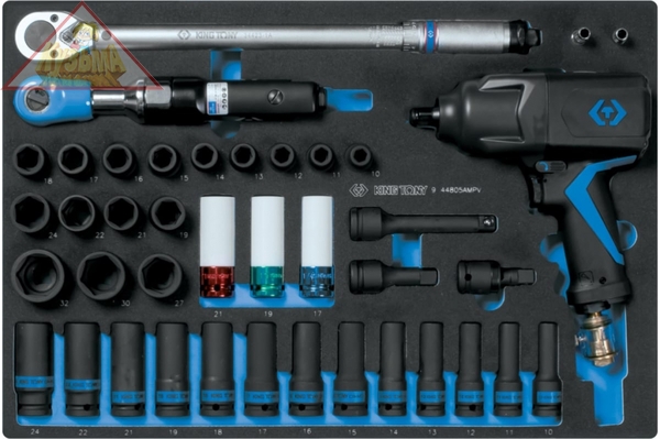 Набор пневмоинструмента 1/2" с принадлежностями, ложемент, 41 предмет KING TONY 9-44805AMPV