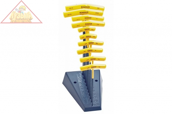Набор из 10 Т-образных ключей дюймовых с шариком (3/32-3/8) в стенде BONDHUS арт. 13190