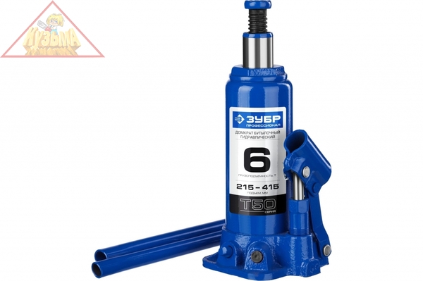 Гидравлический бутылочный домкрат 6т, 215-415мм, в кейсе ЗУБР T50 43060-6-K_z01