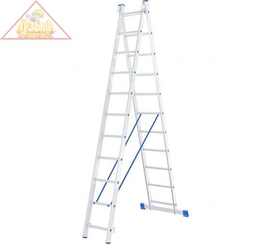 Лестница, 2 х 11 ступеней, алюминиевая, двухсекционная, Россия// Сибртех 97911