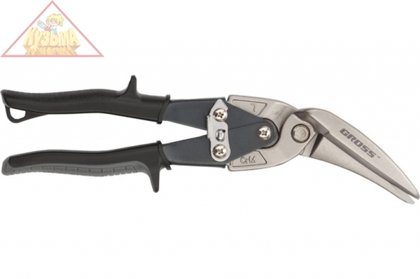 Ножницы по металлу Piranha, 270мм, прямой и левый проходной рез, сталь-СrMo, двухкомпонентные рукоятки GROSS 78331