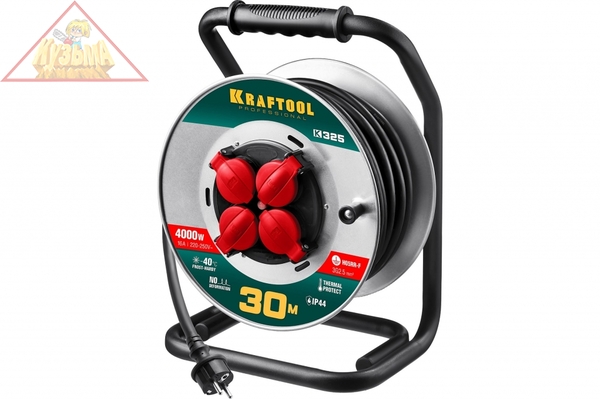 Удлинитель Kraftool K-325 на катушке 30 м, 4000 Вт 55086-30