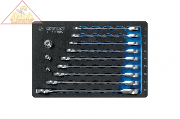 Набор трещоточных комбинированных ключей, ложемент, 12 предметов KING TONY 9-10112MRV