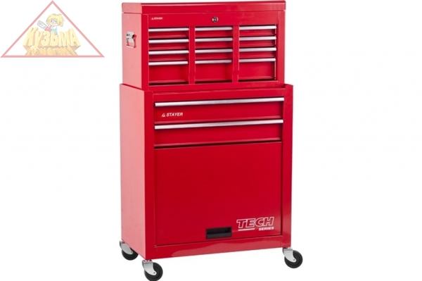 Инструментальная тележка STAYER MASTER комбо, 2 ящика + ящик настольный 616x330x742мм 38909-K