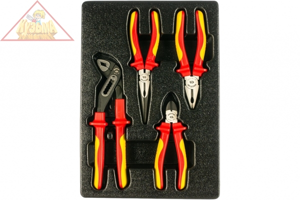 Набор диэлектрических пассатижей и бокорезов, ложемент, 4 предмета KING TONY 9-40604GP