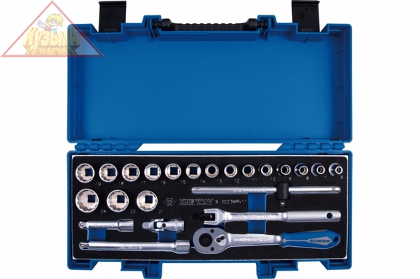 Набор торцевых головок с принадлежностями 3/8", двенадцатигранные, 6-24 мм, 23 предмета KING TONY 3023MRV11