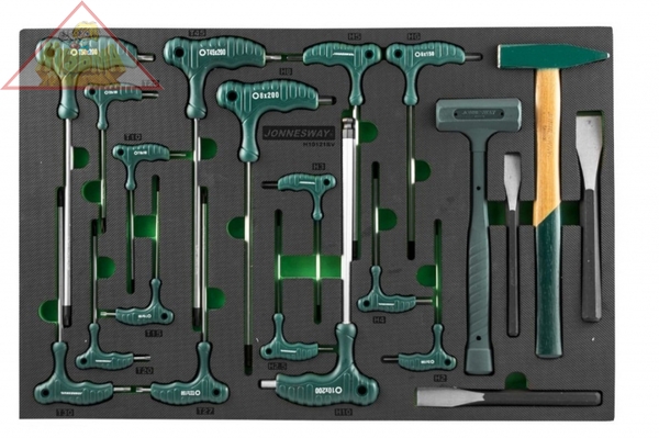 Набор ключей торцевых шестигранных и TORX молотков и зубил в EVA ложементе Jonnesway H10121SV