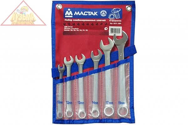 Набор комбинированных ключей 10-19мм 6шт МАСТАК 0211-06P
