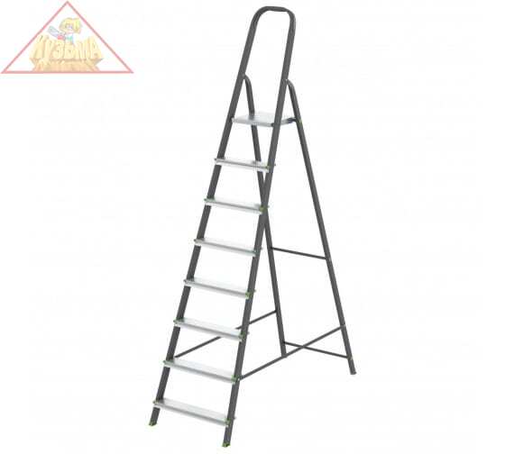 Стремянка, 8 ступеней, стальной профиль, алюминиевые ступени, Россия // Сибртех 97958