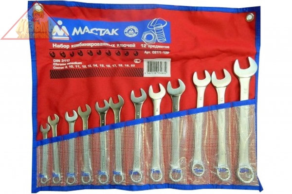 Набор комбинированных ключей 8-22мм 12шт МАСТАК 0211-12P