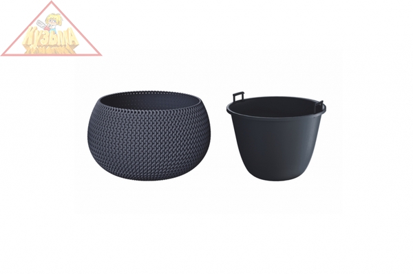 Кашпо для цветов Prosperplast SPLOFY BOWL антрацит 2 предмета 9л DKSP370-S433 