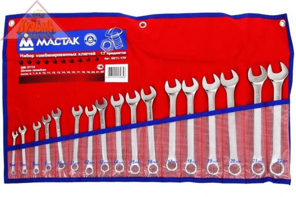 Набор комбинированных ключей 6-22мм, 17шт МАСТАК 0211-17P