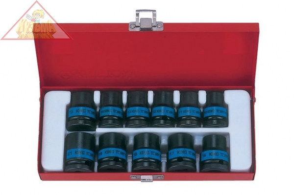 Набор ударных торцевых головок 1/2", шестигранные, 10-21 мм, 11 предметов KING TONY 4412MP