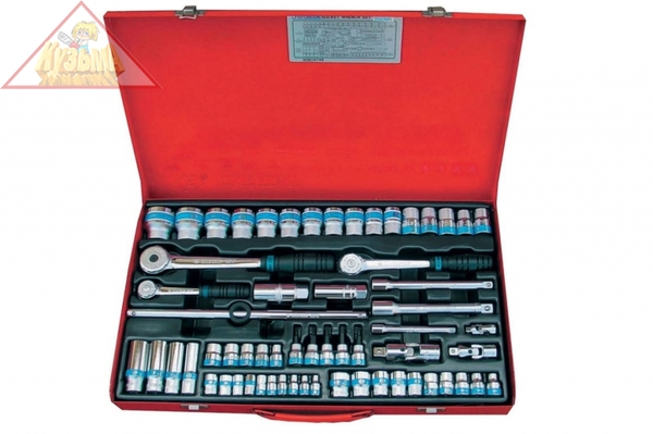 Набор торцевых головок с принадлежностями 1/4"&3/8"&1/2", шестигранные, 4-32 мм, 62 предмета KING TONY 9564MR