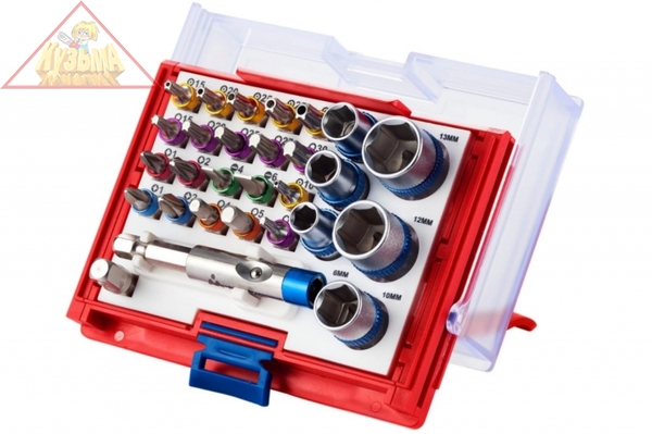 Набор вставок бит 1/4, TORX, HEX, PZ, PH, SLOT, 28 предметов МАСТАК 058-10028C